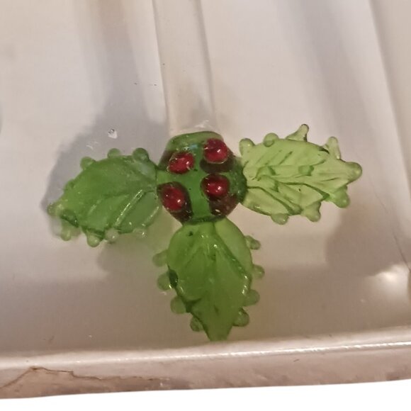 Vintage 2004 Loblaws Christmas Glass Stir Sticks Holly Leaf Green Sealed Set - Picture 5 of 10